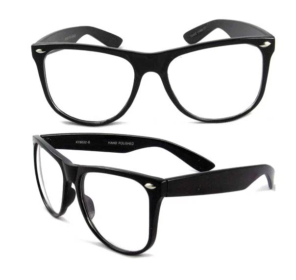 Classic Clear Lens Glasses Black Frame Nerdy look Fake Geek Smart Retro UV 100% - Image 1 of 1