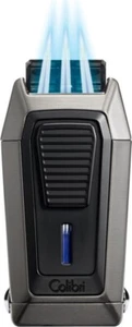 COLIBRI QUANTUM / GUNMETAL-NEGRO TRIPLE CHORRO ENCENDEDOR DE LLAMA + CORTADOR DE CIGARROS / CORTE EN V - Imagen 1 de 3