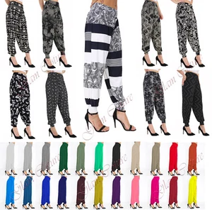 WOMENS HAREM TROUSERS ALI BABA LONG PANTS BAGGY HAREEM LEGGINGS PLUS SIZES 8-26 - Picture 1 of 37