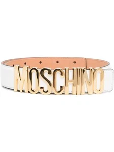 Moschino Couture Logo Lettering Leather Belt White Size IT 40 New MK024052 - Picture 1 of 10