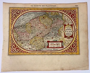 FLANDERS 1628 ABRAHAM GOOS /JODOCUS HONDIUS NICE ANTIQUE MAP - Picture 1 of 3