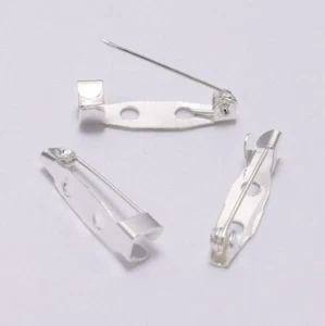 100Pcs Silver Brooch Back Bar Badge Pin 15mm 20mm 25mm 30mm 35mm 40mm 45mm Craft - Picture 1 of 2