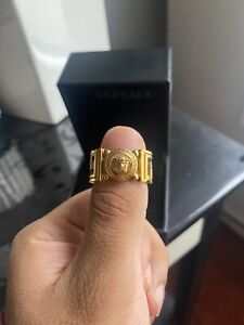 Versace Gold Medusa Greca Ring Perfect Condition New