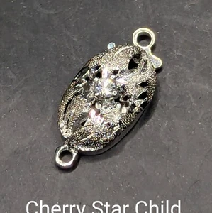 Silver Pl Vintage Cz Set clasp For bracelet necklace stamped - Bild 1 von 5