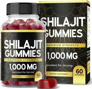 Pure Shilajit 1000mg 60 Gummies Asphaltum Naturally Occurring Fulvic Acid NonGMO - Picture 1 of 2