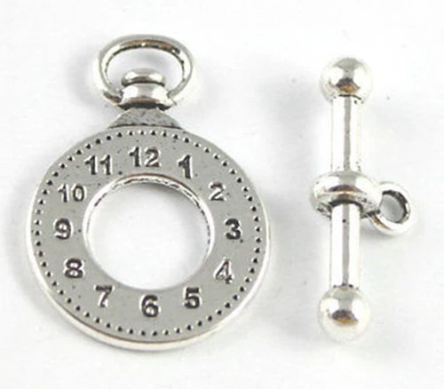 10 Sets Tibetan Silver clock toggle clasp FC15326 - Image 1 of 1