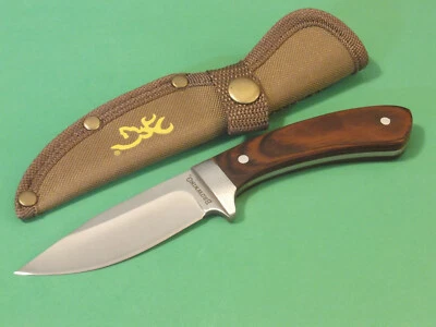 Browning 0460 SKINNER Brown Wood full tang knife 7 1/2" overall BR0460 3220460 - Image 1 of 4