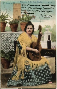 Spain 1906 postcard vintage Mujer tocando guitarra Woman playing guitar (1380) - Picture 1 of 2