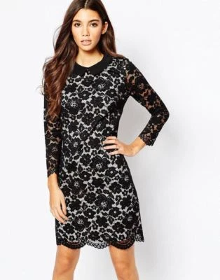 $350 TED BAKER LONDON Ameera черный цветочный кружева крючком SHIFT платье романтичный - Изображение 1 из 3