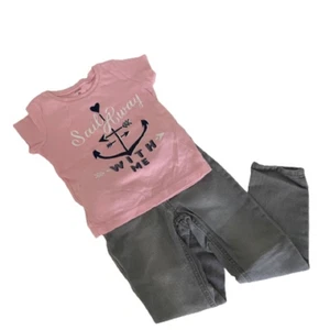 Mädchen Gymboree grau Skinny Jeans Größe 4T und Carter's rosa Shirt Outfit - Bild 1 von 6