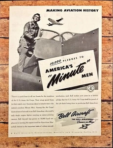 Campana Aerei Airacobra Esercito Corpo Aereo Stampa Vintage Pubblicità 1941 - Foto 1 di 6