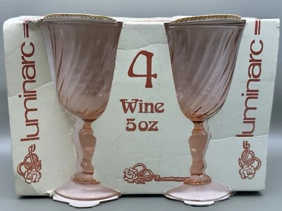 Juego de 4 copas de vino rosa francés Luminarc remolino rosalino de colección hechas en FranciaNOS  Foto 1 de 4