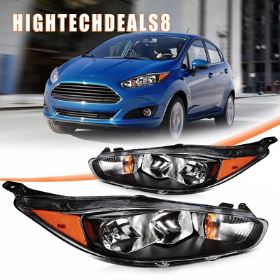 Headlights Assembly For 2014-2018 Ford Fiesta Black Housing Headlamps Left+Right - Image 1 of 4