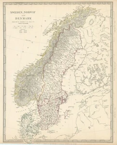  Antique Map*1841***Sweden, Norway, and Denmark***Very Rare Item*** 17x13 3/4*** - Picture 1 of 8