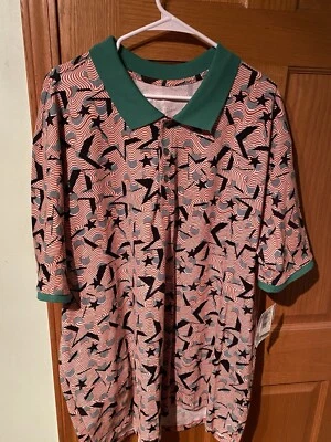 LULAROE MEN'S STARS And STRIPES  BUTTON DOWN SHORT SLEEVE SHIRT  NWT  2XL - Image 1 of 4