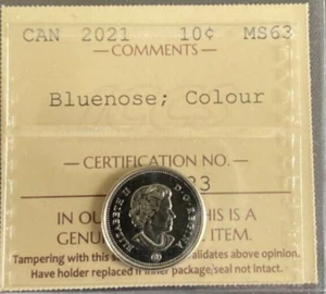 Canadá - 10 centavos - 2021 - Azul; Color - Certificado ICCS - MS-63 - Imagen 1 de 3