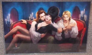 Vampire Louis & Lestat vs Elvira Glossy Art Print 11 x 17 In Hard Plastic Sleeve - Picture 1 of 1