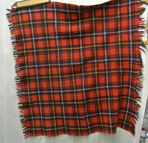 MABEL WAGNER PLAID WOOL SHAWL MINI BLANKET RED - Picture 1 of 3