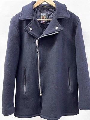 Chaqueta Abrigo Schott One Star Lana Guisante 34 Azul Marino Doble Jinete Hecha en EE. UU. Para Hombres De Colección Foto 1 de 4