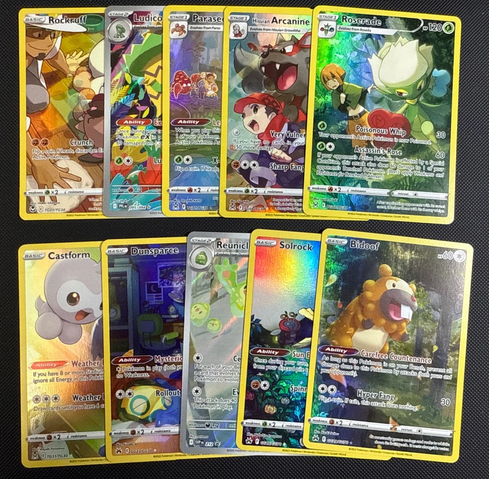 Pokemon TCG Illustration Rare Lot of 10 Cards – Bidoof, Arcanine, Solrock + More - Image 1 of 1