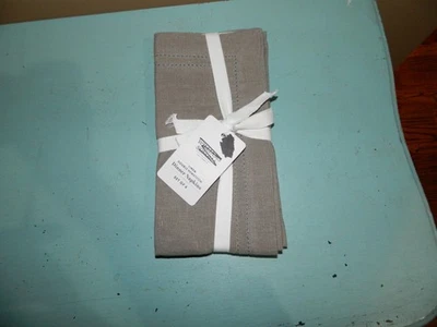 Williams Sonoma Linho Ponto Duplo Conjunto de 4 Guardanapos Cinza Carvão Jantar Novo - Imagem 1 de 3