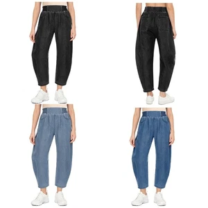 Womens Jeans School Long Pant Music Wide Leg Pants Travel Baggy Office Stylish - Picture 1 of 43