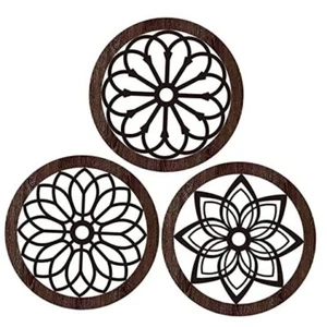 3 Pcs Wood Decor for Wall Decorations for Living Room Wood Wall Round Brown - Picture 1 of 7