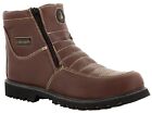 Mens Burgundy Work Boots Rubber Sole Slip Resistant Shoes Zip Up
