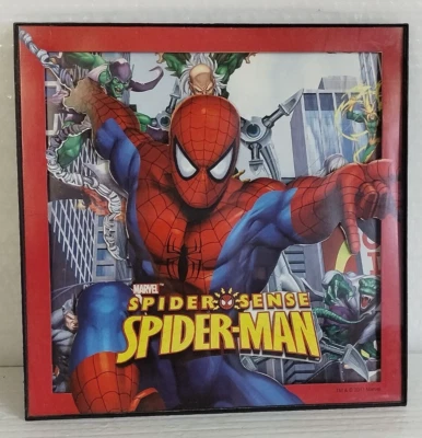 2011 Marvel Spiderman Wall Art Framed Picture 3D Effect 12”x12” RED/BLACK FRAME - Image 1 of 4