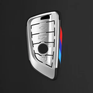 Custodia portachiavi auto argento per BMW X3 X5 X6 X7 1 3 5 7 serie G20 30 01 - Foto 1 di 9