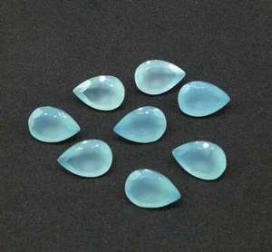 Aqua Chalcedony Faceted Pear Cut 12x8 MM Calibrated Size Loose Gemstone E - Picture 1 of 5