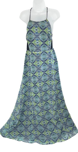 UNDERCOVER Maxi abito donna Victoria's Secret foderato taglia 8 blu verde paisley Y2K fata