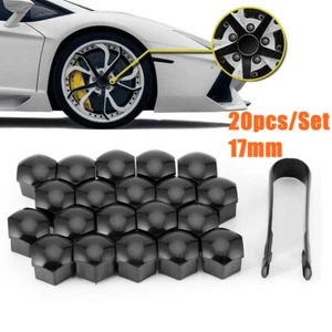 20pcs 17mm Car Wheel Nut Caps Bolt Covers Black Fit Audi A6 Q5 Q7 VW Passat Golf - Picture 1 of 11