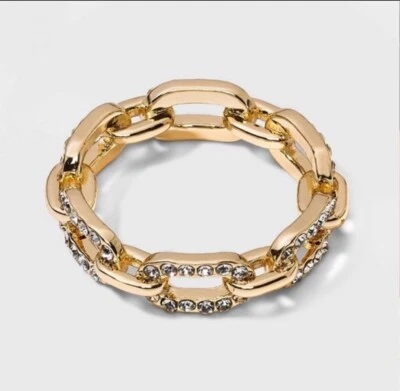 Anillo de cadena de eslabones de cristal SUGARFIX by BaubleBar - Talla 8 Nuevo con etiquetas. Foto 1 de 4