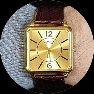 OMAX Classic Casual Seiko Movt, Brown Leather, Square Gold Dress Watch SC8047 - Picture 1 of 9