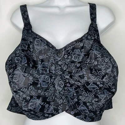 GODDESS Size 52FF Black Wireless Full Coverage Soft Floral Bra NWT - Image 1 of 4