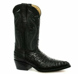 Nuevas botas vaqueras Grinders para mujer Indiana negras de cuero real occidentales punta media pantorrilla - Imagen 1 de 7