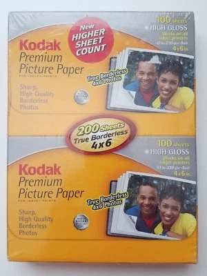  Kodak Premium Picture Paper 200-4x6" Sheets High Gloss Photo Paper Borderless  - Image 1 of 4