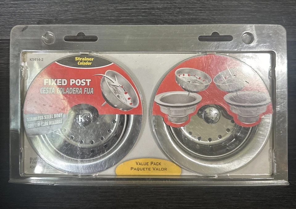 Plumb Pak K5414-2 Kitchen Sink Strainer with Fixed Post Basket, 2 Pack, - Image 1 of 3