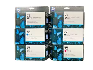 GENUINE HP 72 DesignJet Ink Cartridges 130ml Set of 6 SEALED 2022/23 NEW ! - Picture 1 of 3