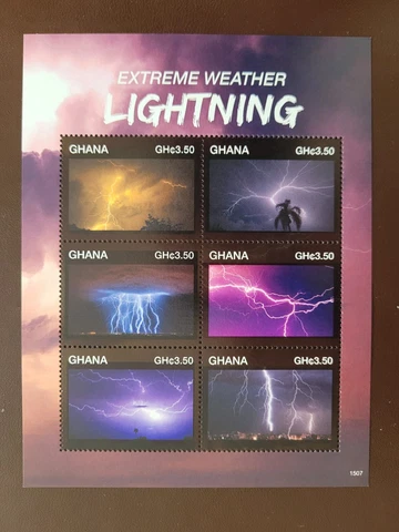 Ghana 2015 /  Extreme Weather - Lightning   / 6v ms Cover