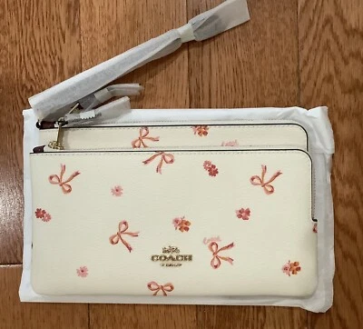 Coach Bow Print Double Zip Canvas Wallet Wristlet Clutch NEW!!! - Image 1 of 4