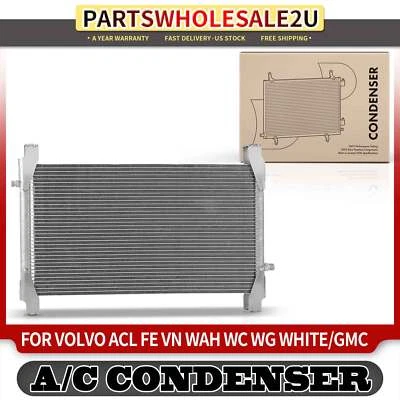 AC A/C Condenser w/ Bracket for Volvo ACL FE VN WAH WC WG WH WI WX White/GMC WXR - Image 1 of 4
