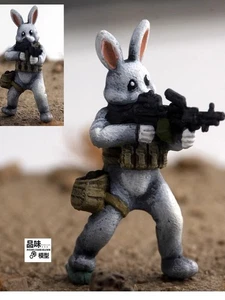 1/72 Painted Sitting Battle Rabbit Soldier Military Model For Car Vehicles Toys - Picture 1 of 5