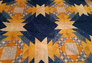 Springs Industries Cheater Quilt Stoff gelb, blau, weiß verkauft von einem halben Yard - Bild 1 von 5