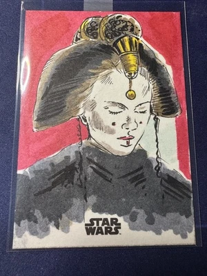 ¡Boceto Padmé Amidala 💥 1/1 de Basak Kahraman! Topps Star Wars Galaxy 2025 Foto 1 de 3