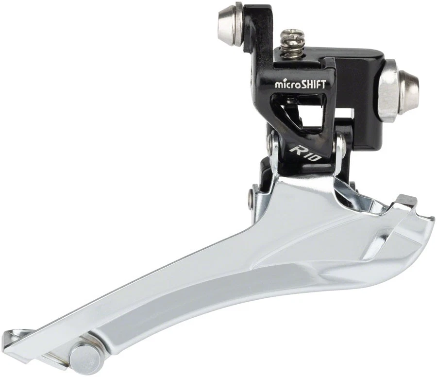 microSHIFT R10 Front Derailleur - 10-Speed Double, 56t Max, Braze-On, Shimano Co - Image 1 of 1
