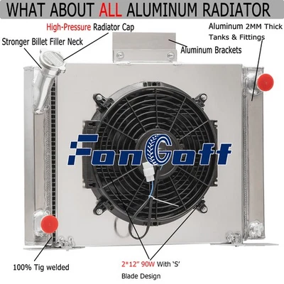 3 Row Radiator Shroud Fan Fit 1983-94 Ford Ranger Compact Truck V8 CONVERSION. - Imagem 1 de 4