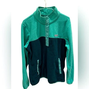 Columbia 1/4 Snap Fleece Pullover Green Teal Womens Medium Hiking Walking - Picture 1 of 3