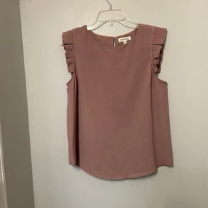 Monteau Womens Large Blush Pink Mauve Cap Sleeve Blouse Workwear - Picture 1 of 6